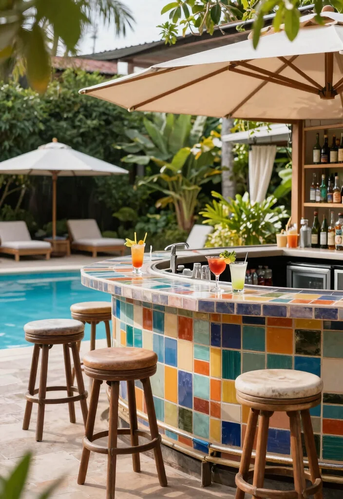 14 Pool and Outdoor Kitchen Ideas for Entertaining 3. Poolside Bar for Effortless Entertaining 0
