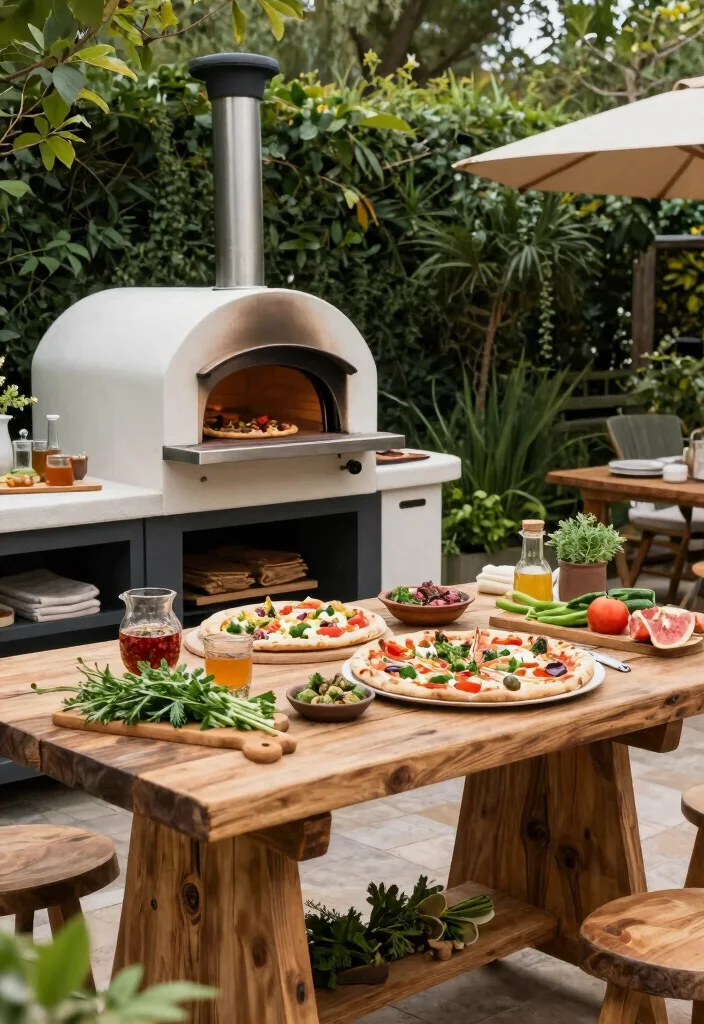 14 Pool and Outdoor Kitchen Ideas for Entertaining 7. Outdoor Cooking Station with Pizza Oven 0