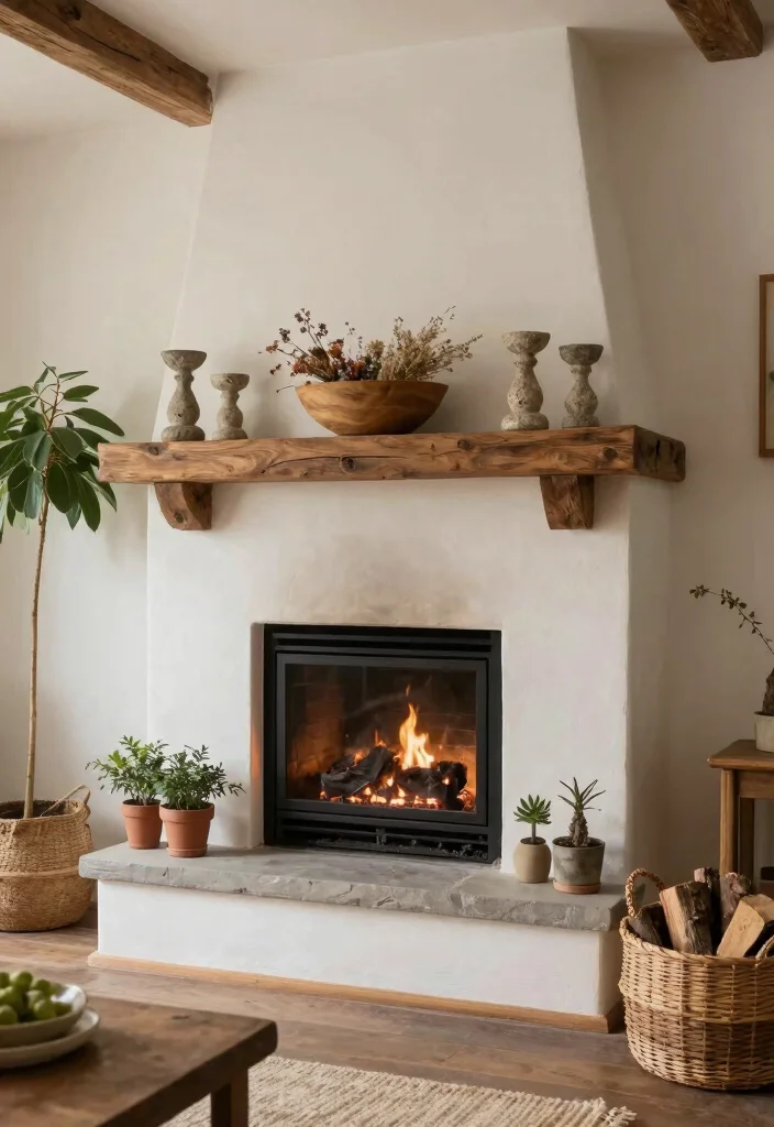 14 Rustic Fireplace Living Room Ideas with Cozy Charm 11. Natural Elements 0