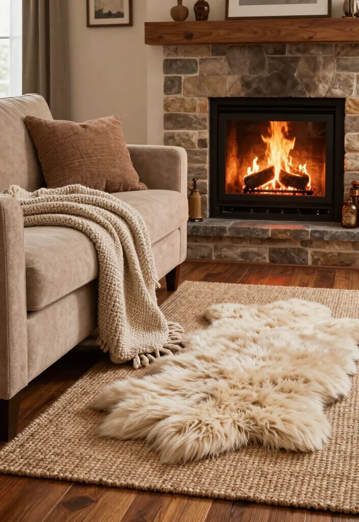 14 Rustic Fireplace Living Room Ideas with Cozy Charm 7. Textured Layers 0