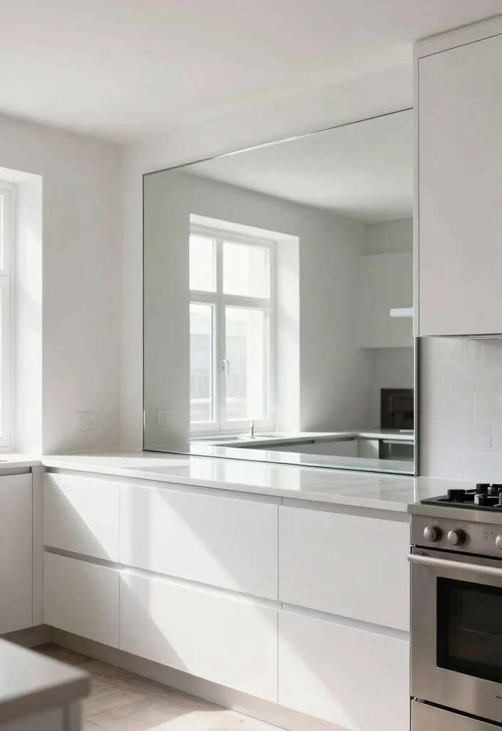 14 Small Modern Kitchen Ideas That Feel Open 23 14 Small Modern Kitchen Ideas That Feel Open 3. Incorporate Mirrors 0